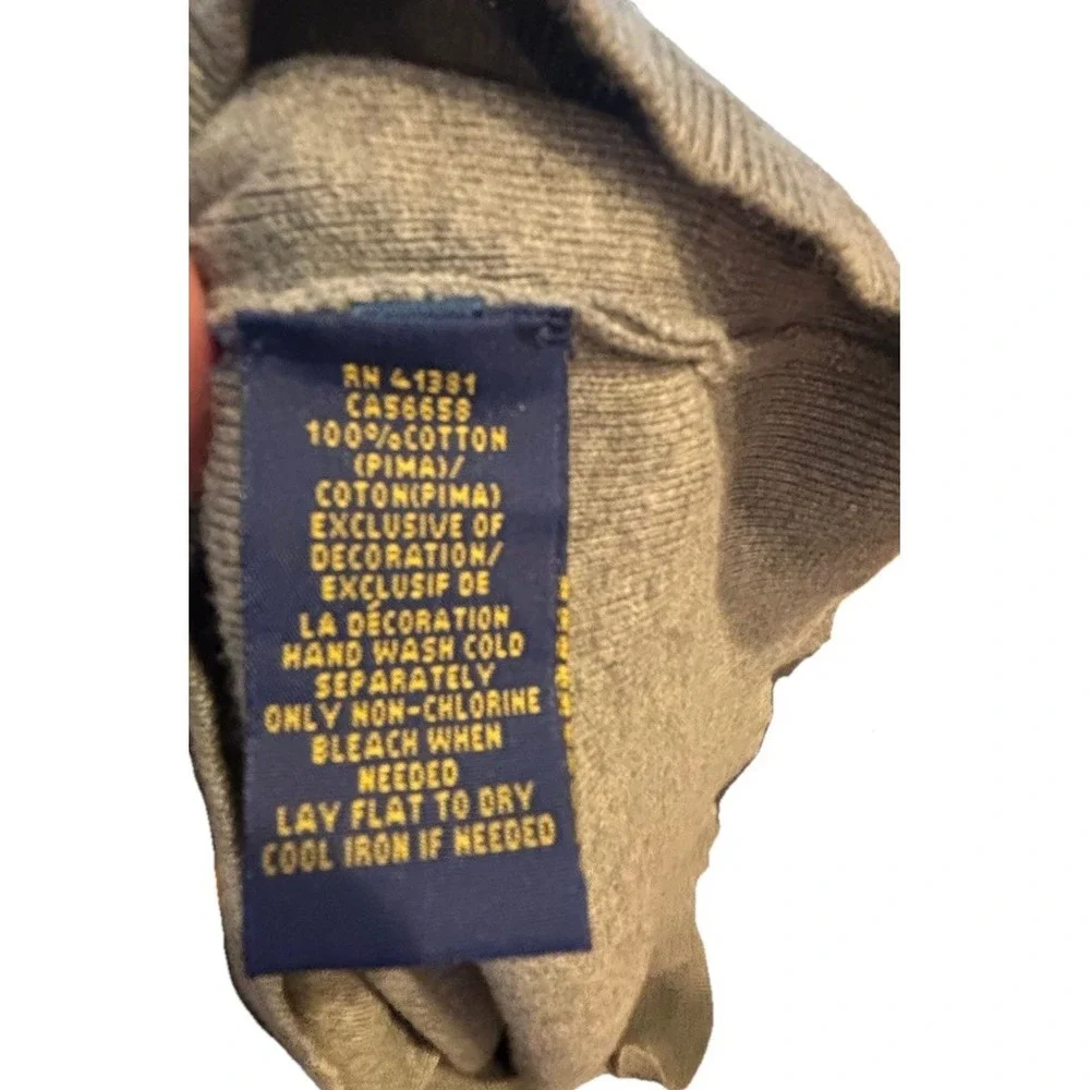 Polo Ralph‎ Lauren V Neck Sweater Men's Size XL Gray Pima Cotton Green Pony EUC